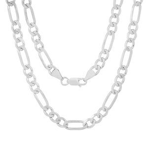 Silver/Gold Mens THICK/HEAVY 22" Italian Figaro Chain - 925 Italy - Mens/Unisex
